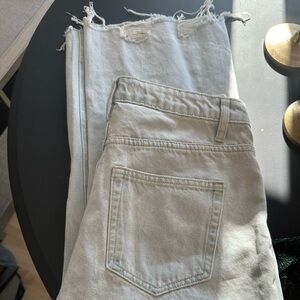Wide leg distressed jeans